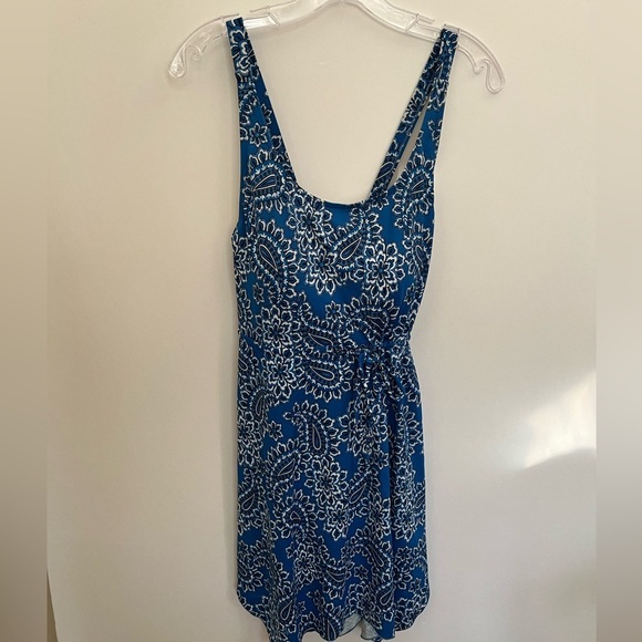 D & CO BEACH. Blue and White Tie Front Sleeveless Sundress/Swimdress. Size 14 - Picture 1 of 8